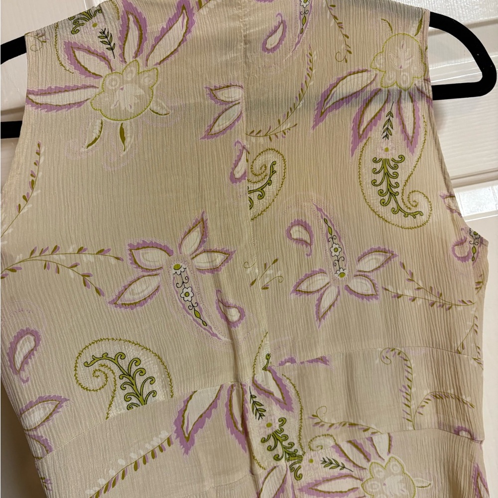 VTG 90s 100% silk Mossimo High Keyhole Neck Paisley Cottagecore Midi Dress - Picture 3 of 5